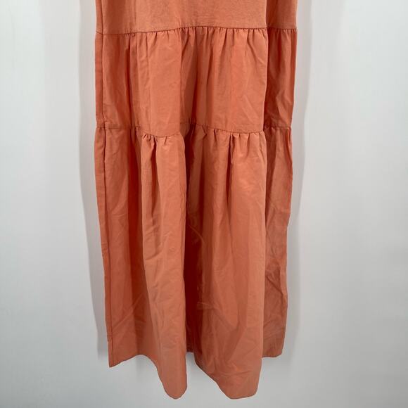 TOPSHOP Dress Size 2 Tiered Poplin Midi Peach Orange Casual Summer Ties NWT - Picture 9 of 13